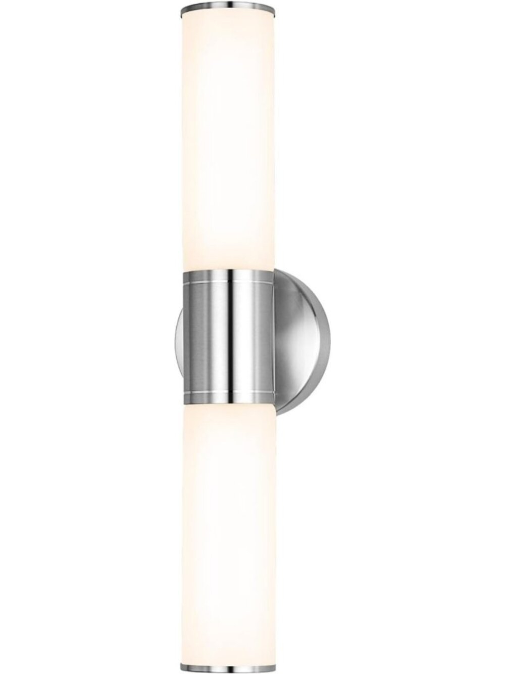 Modern 2-Light Bathroom Vanity Sconce, Brushed Nickel with Opal Glass Shade, E26